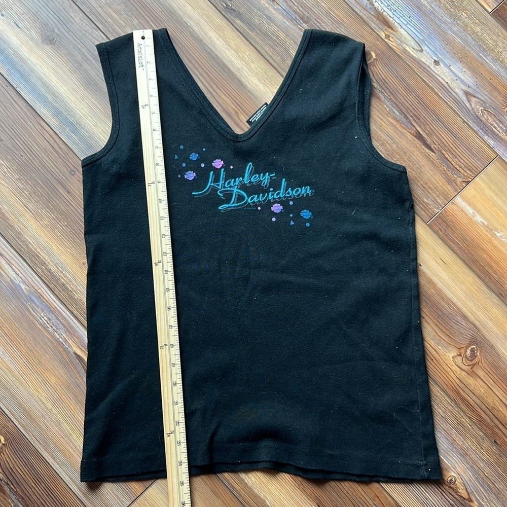Vintage 90s Harley-Davidson V-Neck Black Tank Top Sz XL - Picture 9 of 9